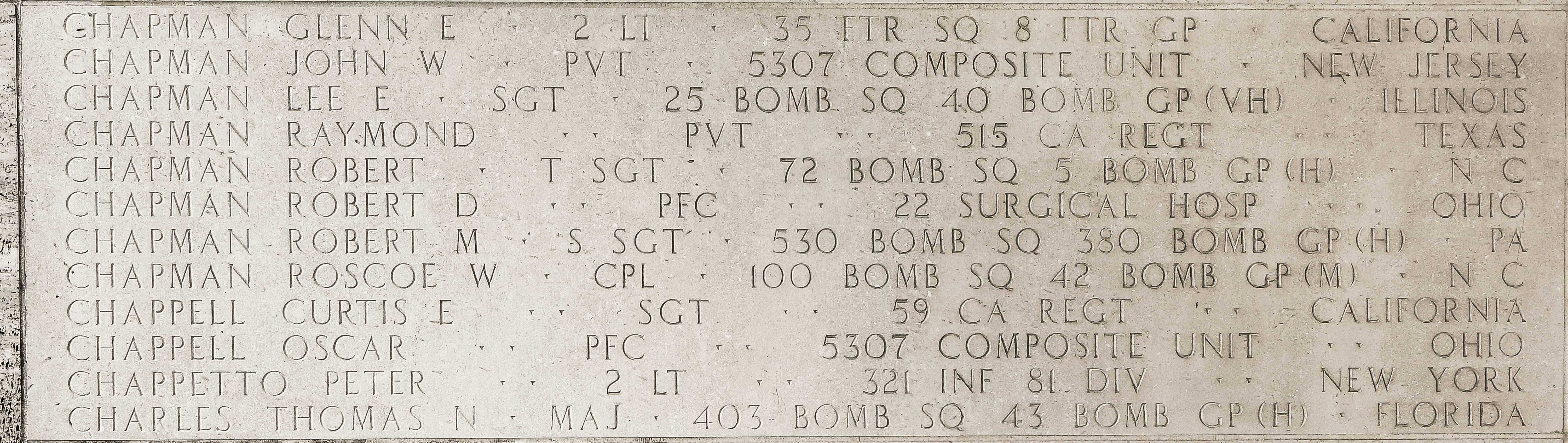 Lee E. Chapman, Sergeant